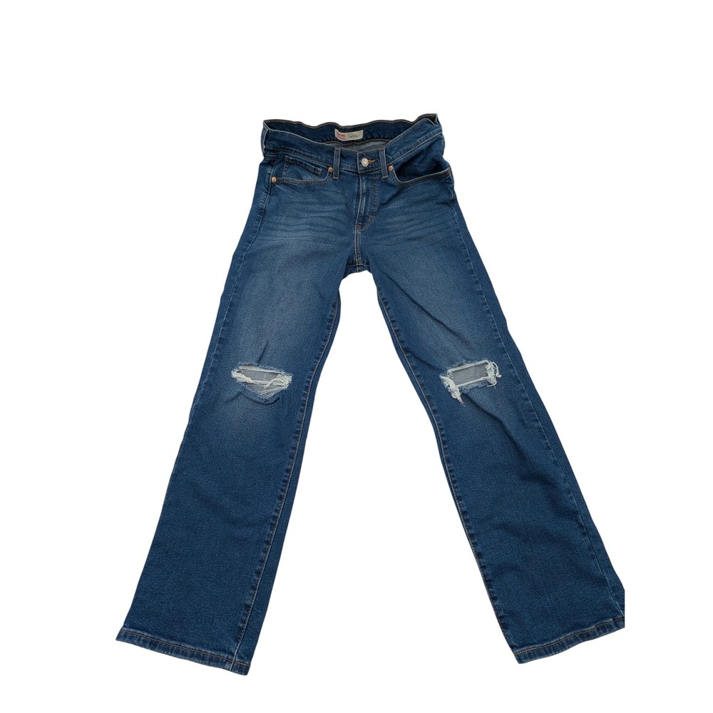 Levi Strauss‎ Signature Easy Straight Jeans Blue Distressed Knee Size 10 W30